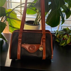 Dooney & Bourke Black and Tan Leather Briefcase